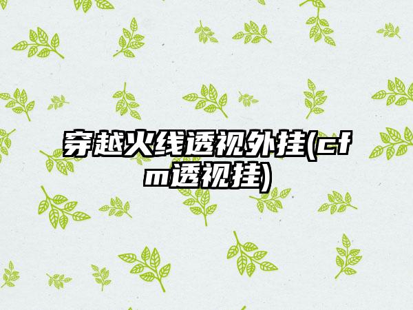 穿越火线透视外挂(cfm透视挂)