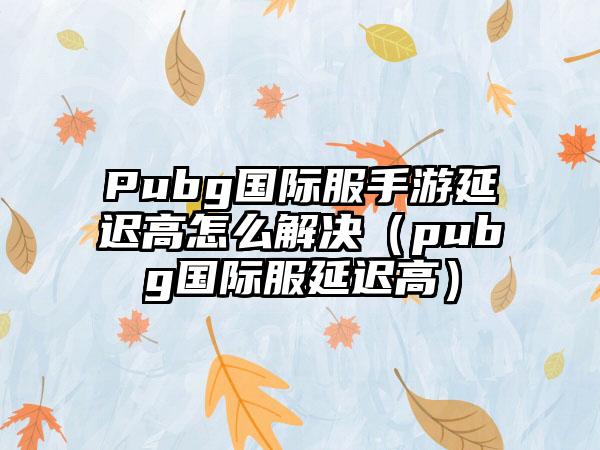Pubg国际服手游延迟高怎么解决（pubg国际服延迟高）