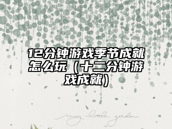 12分钟游戏季节成就怎么玩（十二分钟游戏成就）