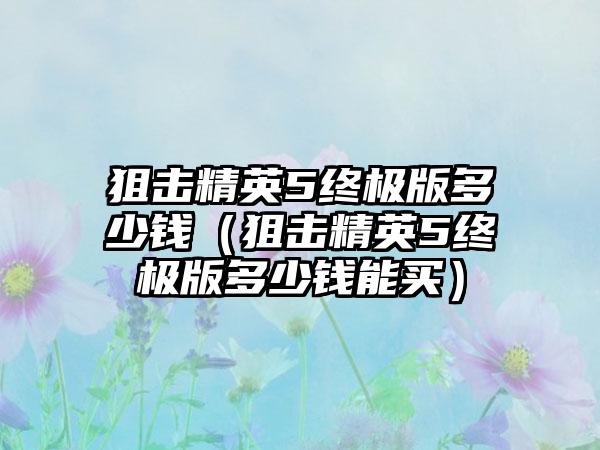 狙击精英5终极版多少钱（狙击精英5终极版多少钱能买）