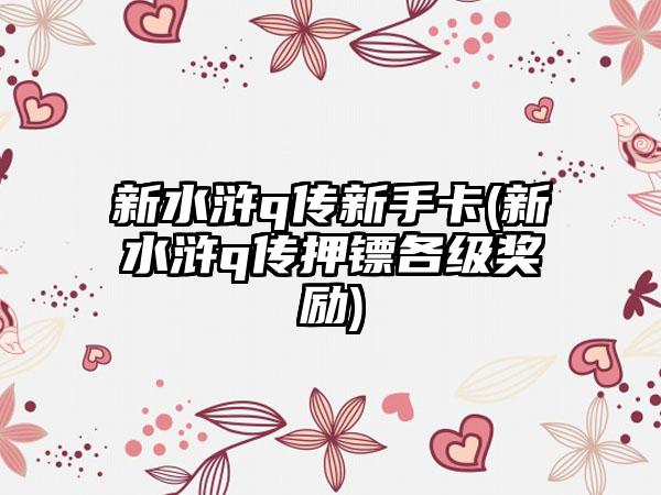 新水浒q传新手卡(新水浒q传押镖各级奖励)