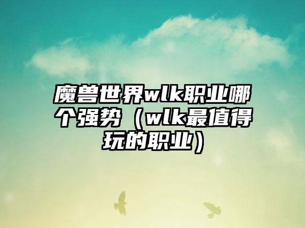 魔兽世界wlk职业哪个强势（wlk最值得玩的职业）