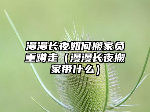 漫漫长夜如何搬家负重蹲走（漫漫长夜搬家带什么）