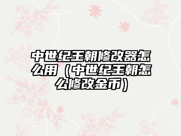 中世纪王朝修改器怎么用（中世纪王朝怎么修改金币）