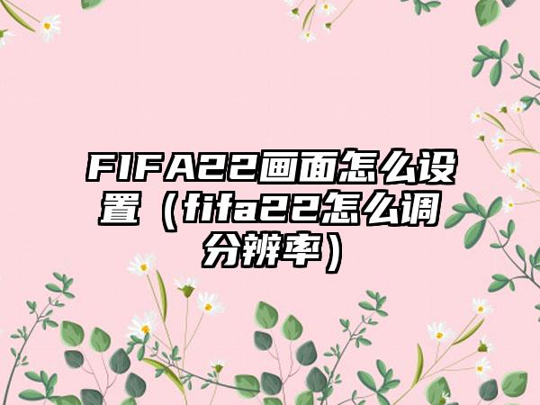 FIFA22画面怎么设置（fifa22怎么调分辨率）