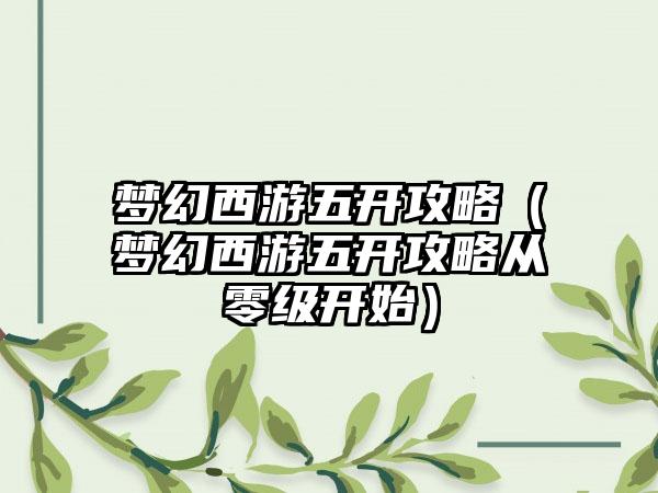 梦幻西游五开攻略（梦幻西游五开攻略从零级开始）