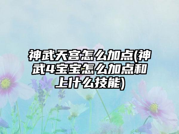 神武天宫怎么加点(神武4宝宝怎么加点和上什么技能)