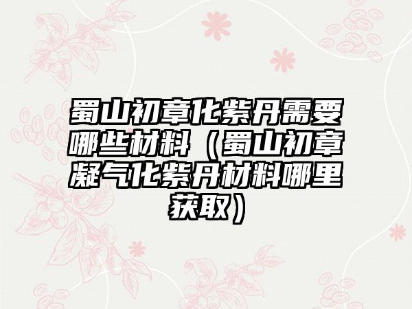 蜀山初章化紫丹需要哪些材料（蜀山初章凝气化紫丹材料哪里获取）