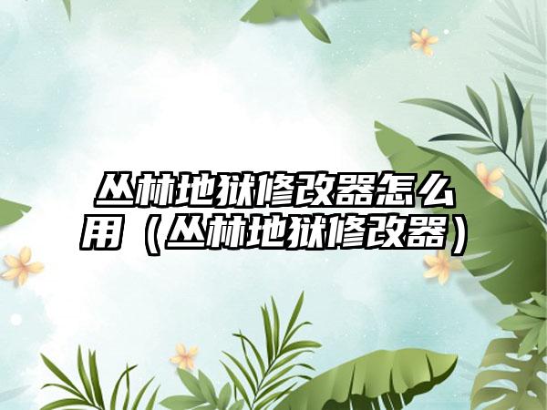 丛林地狱修改器怎么用（丛林地狱修改器）