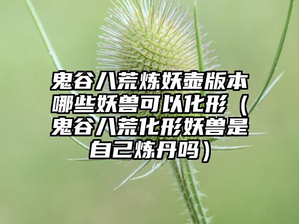 鬼谷八荒炼妖壶版本哪些妖兽可以化形（鬼谷八荒化形妖兽是自己炼丹吗）