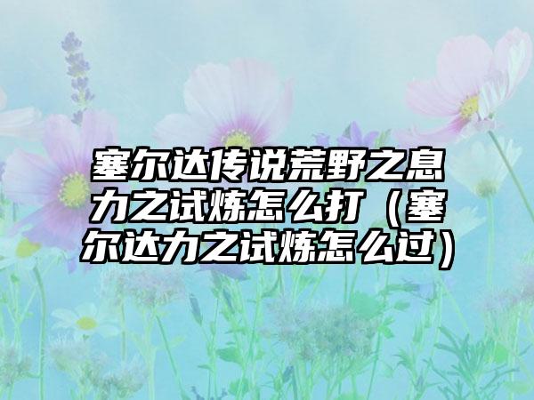 塞尔达传说荒野之息力之试炼怎么打（塞尔达力之试炼怎么过）