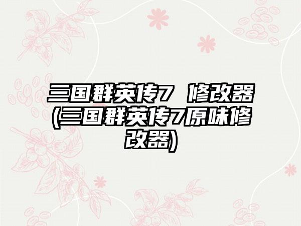 三国群英传7 修改器(三国群英传7原味修改器)