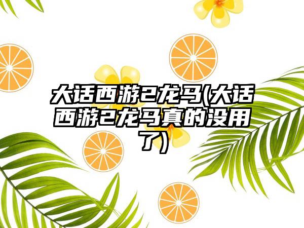 大话西游2龙马(大话西游2龙马真的没用了)