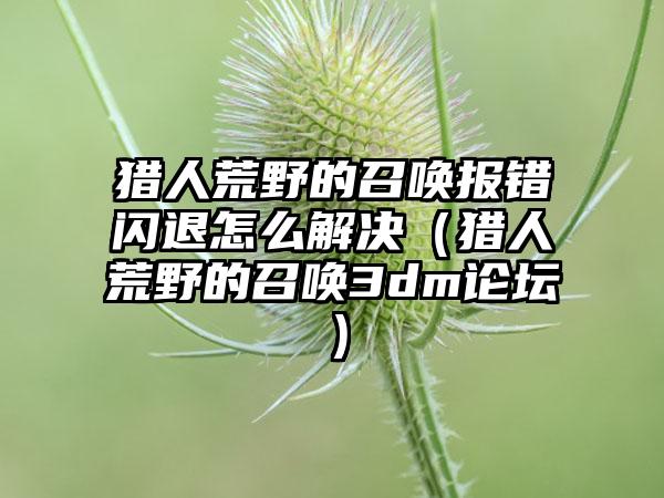 猎人荒野的召唤报错闪退怎么解决（猎人荒野的召唤3dm论坛）