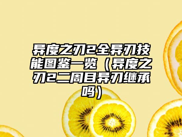 异度之刃2全异刃技能图鉴一览（异度之刃2二周目异刃继承吗）