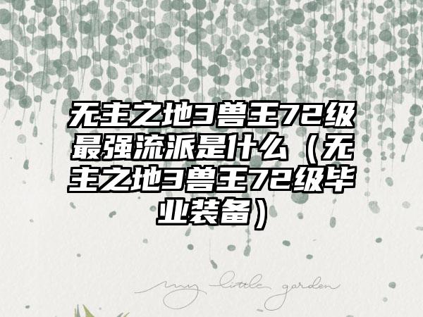 无主之地3兽王72级最强流派是什么（无主之地3兽王72级毕业装备）