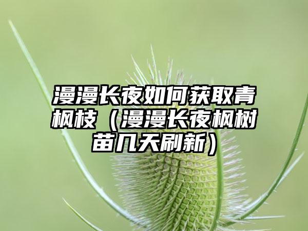 漫漫长夜如何获取青枫枝（漫漫长夜枫树苗几天刷新）