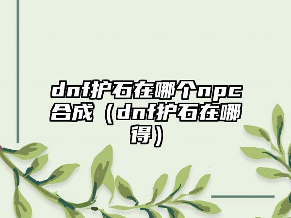 dnf护石在哪个npc合成（dnf护石在哪得）
