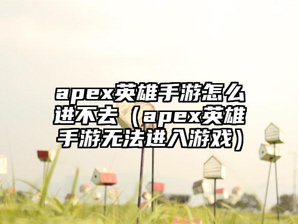 apex英雄手游怎么进不去（apex英雄手游无法进入游戏）