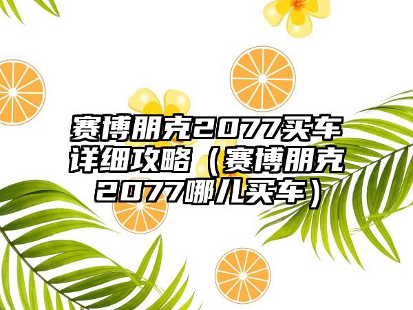 赛博朋克2077买车详细攻略（赛博朋克2077哪儿买车）