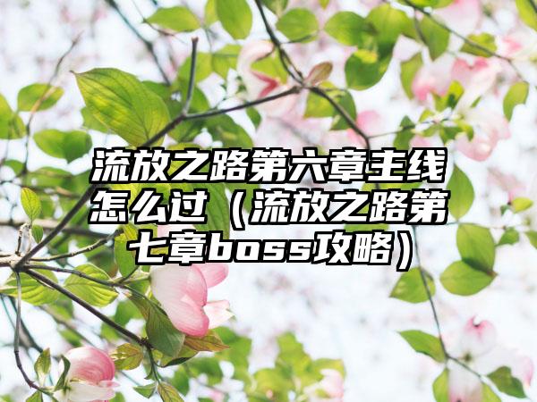 流放之路第六章主线怎么过（流放之路第七章boss攻略）