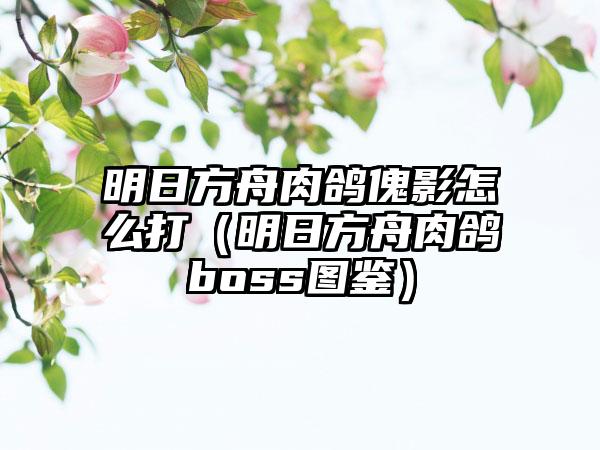 明日方舟肉鸽傀影怎么打（明日方舟肉鸽boss图鉴）