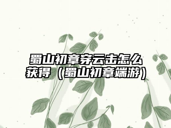 蜀山初章穿云击怎么获得（蜀山初章端游）