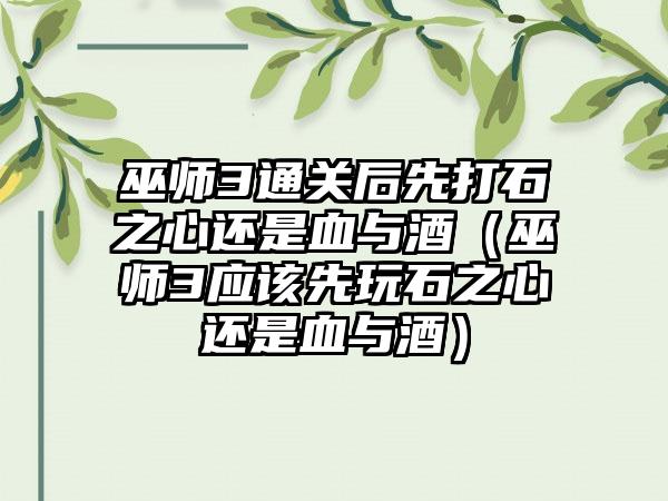 巫师3通关后先打石之心还是血与酒（巫师3应该先玩石之心还是血与酒）