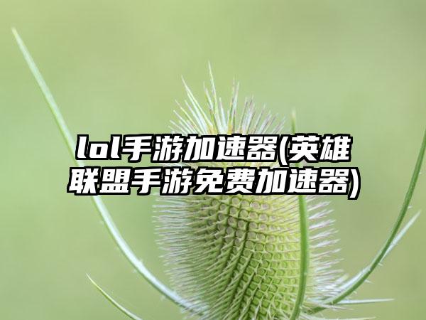 lol手游加速器(英雄联盟手游免费加速器)