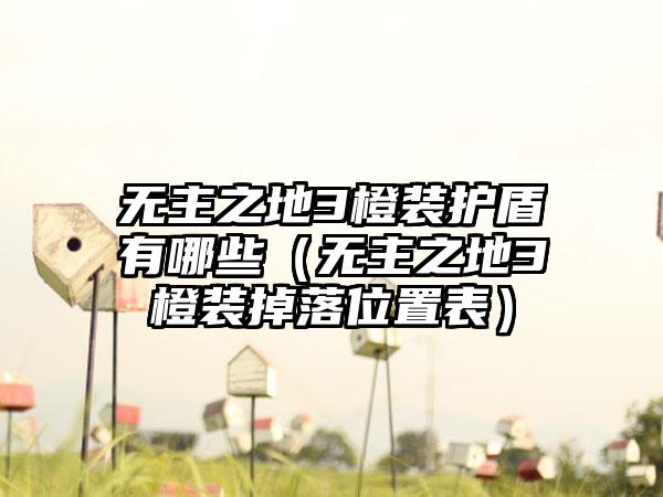 无主之地3橙装护盾有哪些（无主之地3橙装掉落位置表）