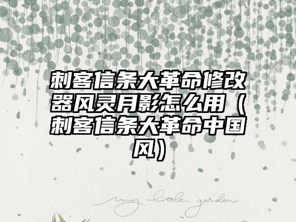 刺客信条大革命修改器风灵月影怎么用（刺客信条大革命中国风）