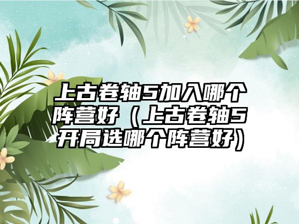 上古卷轴5加入哪个阵营好（上古卷轴5开局选哪个阵营好）