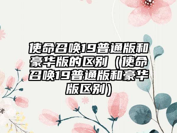 使命召唤19普通版和豪华版的区别（使命召唤19普通版和豪华版区别）