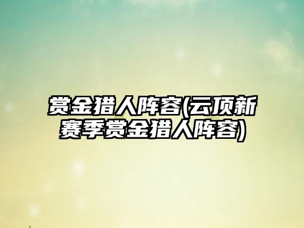 赏金猎人阵容(云顶新赛季赏金猎人阵容)