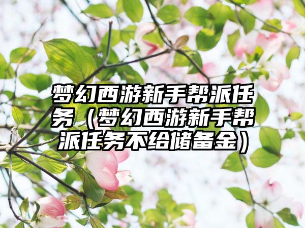 梦幻西游新手帮派任务（梦幻西游新手帮派任务不给储备金）