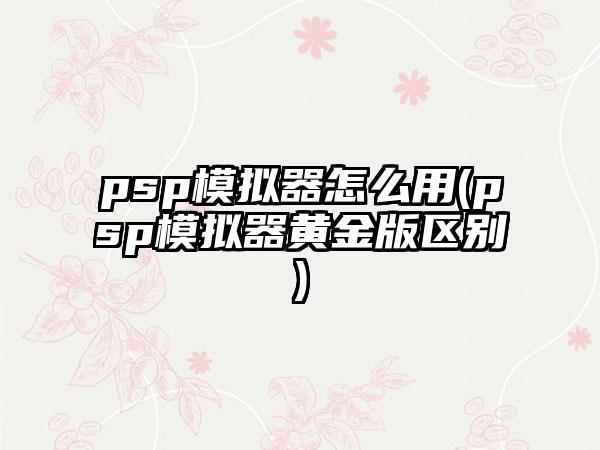 psp模拟器怎么用(psp模拟器黄金版区别)