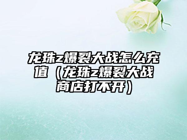 龙珠z爆裂大战怎么充值（龙珠z爆裂大战商店打不开）