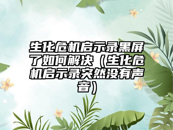 生化危机启示录黑屏了如何解决（生化危机启示录突然没有声音）