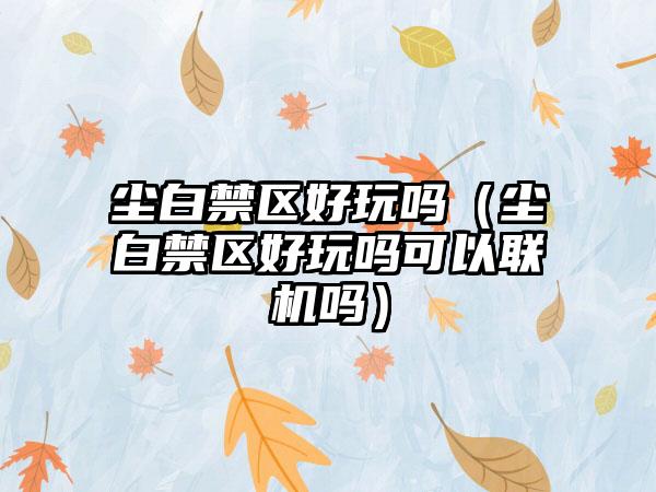 尘白禁区好玩吗（尘白禁区好玩吗可以联机吗）