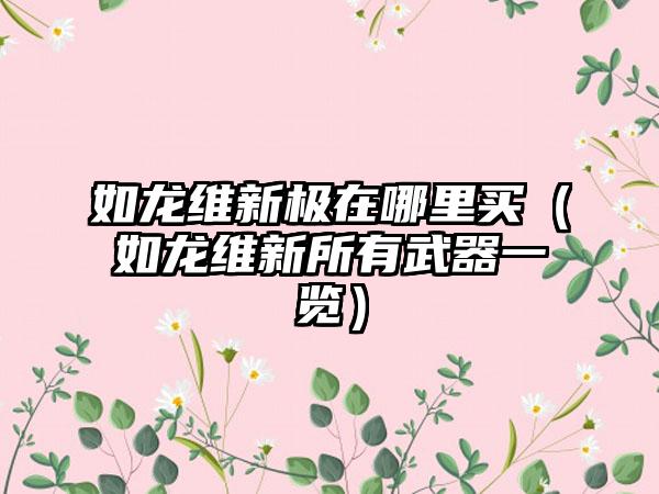 如龙维新极在哪里买（如龙维新所有武器一览）