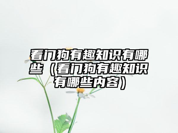 看门狗有趣知识有哪些（看门狗有趣知识有哪些内容）