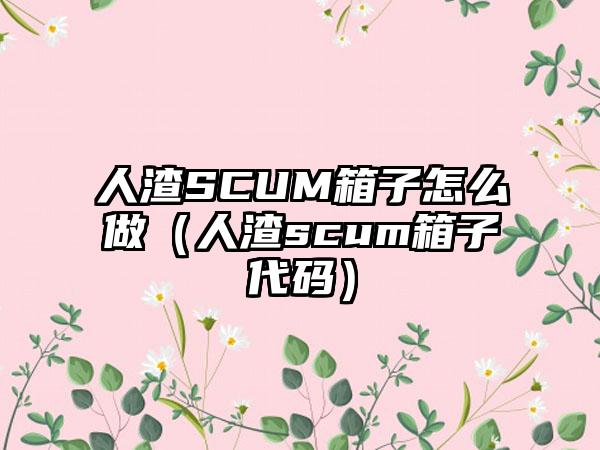 人渣SCUM箱子怎么做（人渣scum箱子代码）