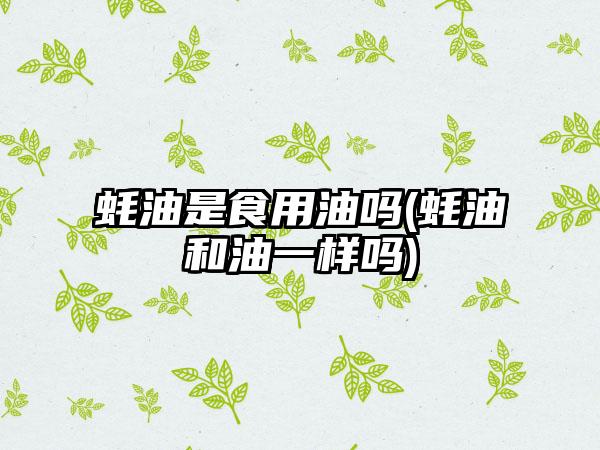 蚝油是食用油吗(蚝油和油一样吗)