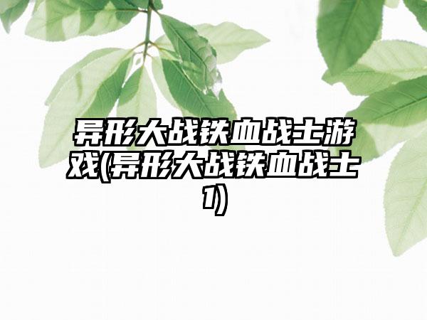 异形大战铁血战士游戏(异形大战铁血战士1)