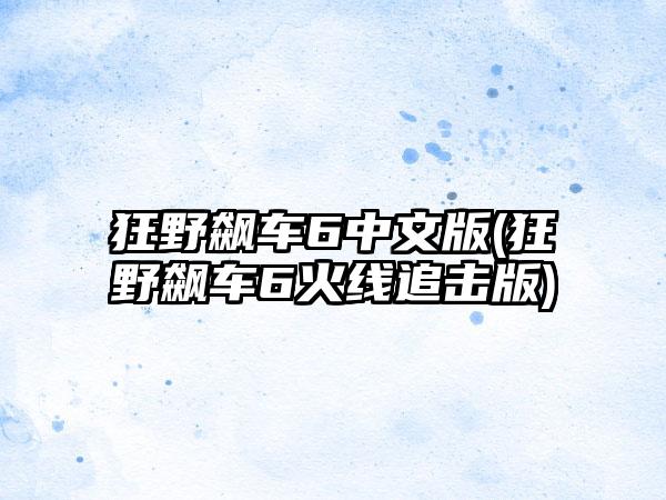 狂野飙车6中文版(狂野飙车6火线追击版)