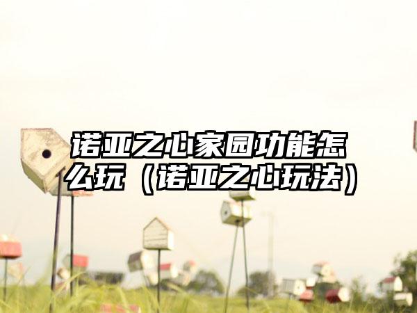 诺亚之心家园功能怎么玩（诺亚之心玩法）