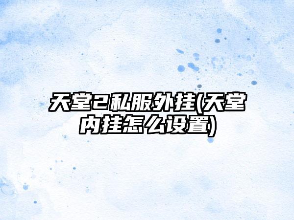 天堂2私服外挂(天堂内挂怎么设置)