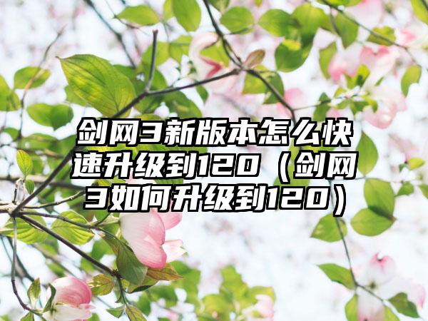 剑网3新版本怎么快速升级到120（剑网3如何升级到120）