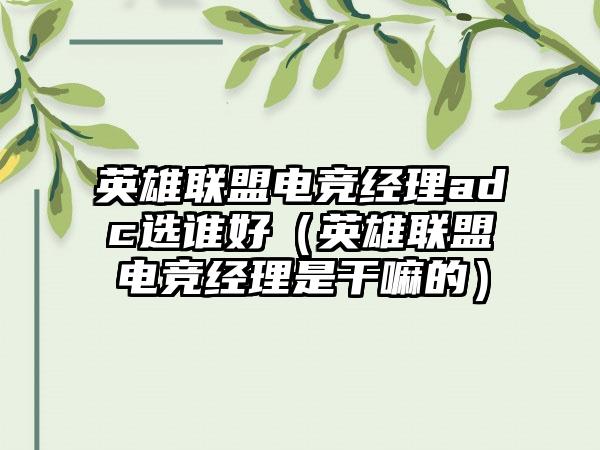 英雄联盟电竞经理adc选谁好（英雄联盟电竞经理是干嘛的）