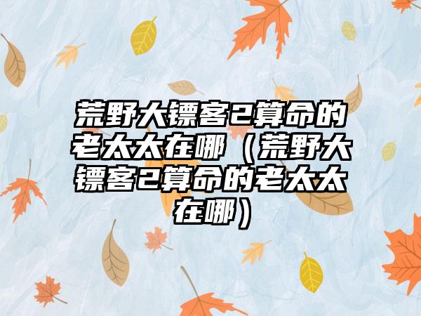 荒野大镖客2算命的老太太在哪（荒野大镖客2算命的老太太在哪）